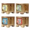 ORIGEN Home Decor Étagère à épices 1 tiroir 4U Boîtes et boîtes à bijoux | Étagère à Épices Carrée Marron - 9x8x11cm