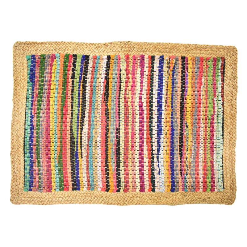 ORIGEN Home Decor Tapis en Coton-Jute 50X80 Orange Rectangulaire - Décoration Rustique et Boho pour votre Maison