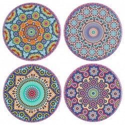 ORIGIN Home Decor Mandala Dessous de Verre 4U | Dessous de Verre Rond Vintage - 11x11cm