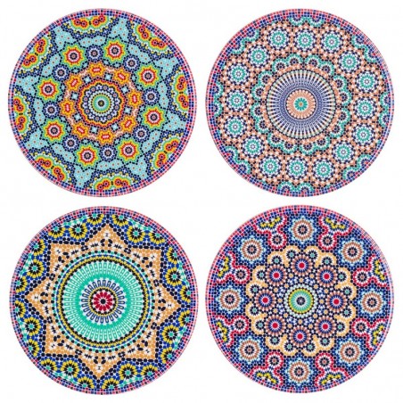 ORIGIN Home Decor Mandala Dessous de Verre 4U | Dessous de Verre Rond Vintage - 11x11cm