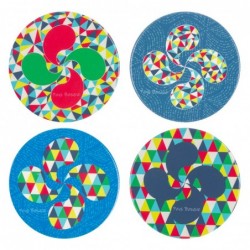 ORIGEN Home Decor Coasters 4U Blue Round - Ensemble de 4 dessous de verre en céramique pour cuisine et salle à manger