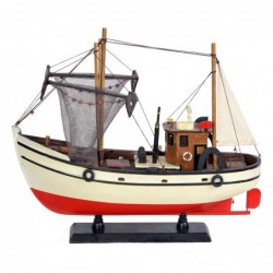 ORIGIN Home Decor Véhicules de bateau de pêche | Modélisation de bateau brut - 38x45x14cm