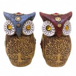 ORIGIN Home Decor Hibou 2U Hiboux | Figurine Chouette Marron - 10x6x5cm