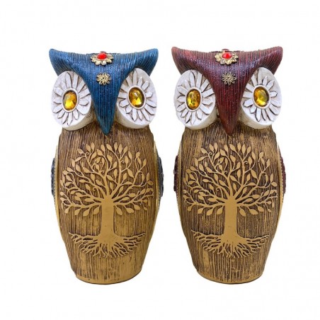 ORIGEN Home Decor Chouette 2U Chouettes Chouette Marron Figure 16x9x8cm