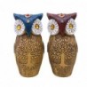 ORIGEN Home Decor Chouette 2U Chouettes Chouette Marron Figure 16x9x8cm