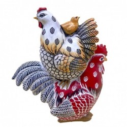 ORIGIN Home Decor Coq Poule Poussin Animaux Poule Figure Rouge 16x14x7cm