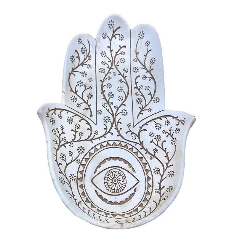 ORIGEN Home Decor Plat Main de Fatima Plateaux Main Figure Blanc 4x25x17cm