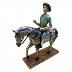 ORIGEN Home Decor Figurine Don Quichotte sur Cheval Gris - 24x23x7cm