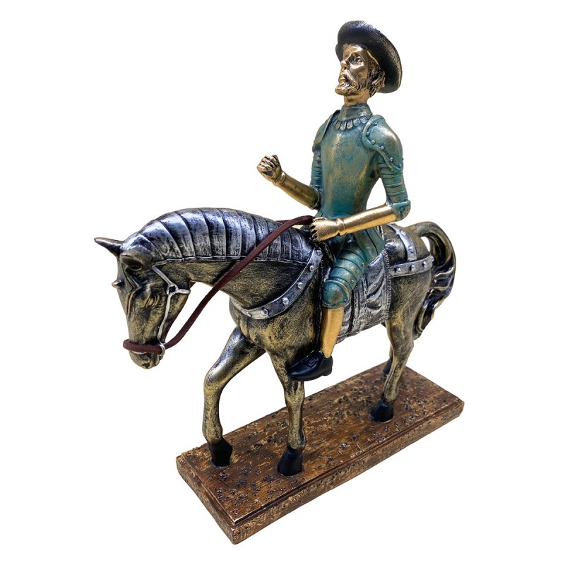 ORIGEN Home Decor Figurine Don Quichotte sur Cheval Gris - 24x23x7cm