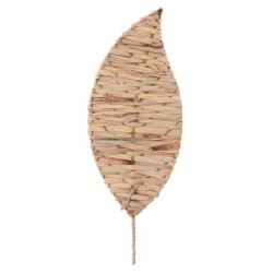 ORIGIN Home Decor Ornement mural Feuille à carreaux | Ornement Mural de Jardin Marron - 67x22x1cm