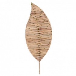 ORIGIN Home Decor Ornement mural Feuille à carreaux | Ornement Mural de Jardin Marron - 67x22x1cm