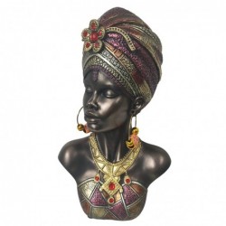 ORIGIN Home Decor Africains et Éléphants | Gris - 27x15x11cm Figurine Décorative de Femme Africaine en Résine de Haute Qualité