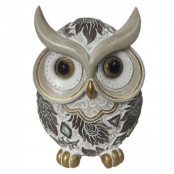 ORIGEN Home Decor Chouette Hibou Famille Hibou Gris - Figurine en Résine 13x10x6cm