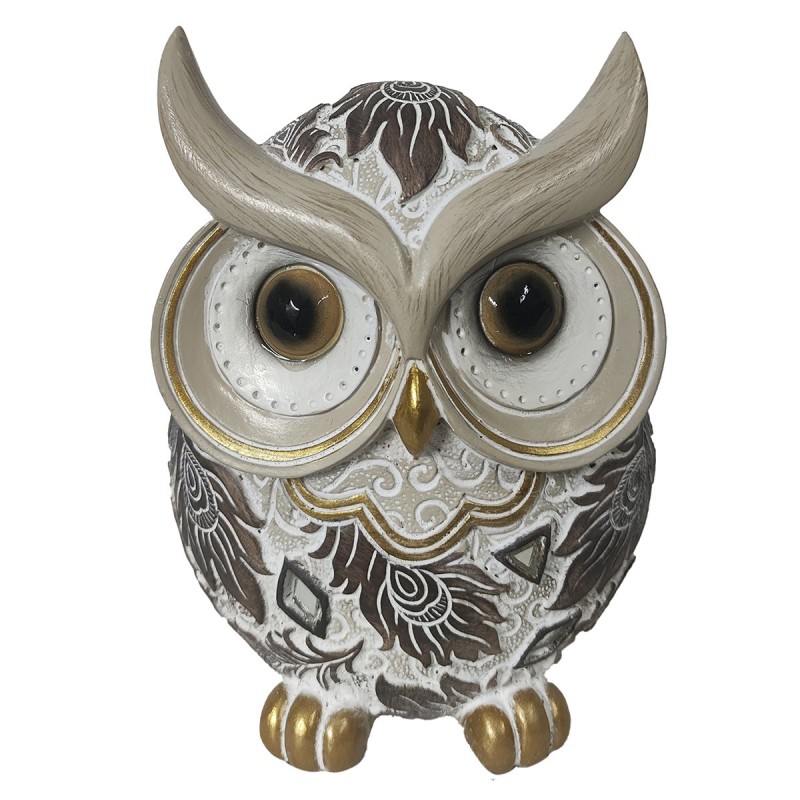 ORIGEN Home Decor Chouette Hibou Famille Hibou Gris - Figurine en Résine 13x10x6cm