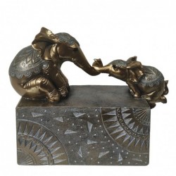 ORIGEN Home Decor Figure Éléphants d'Afrique et Éléphants Gris 18x23x8cm