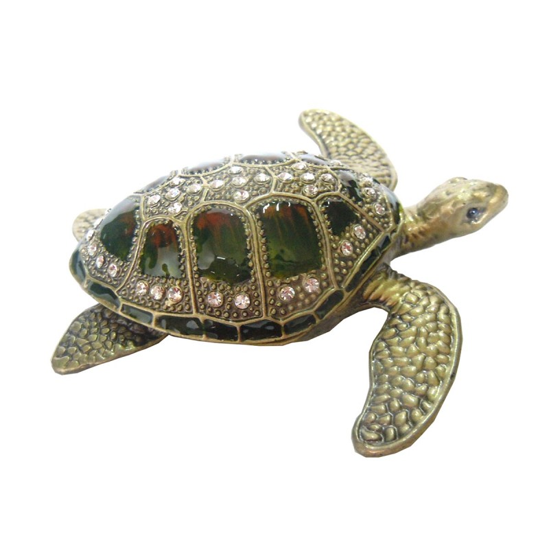 ORIGIN Home Decor Tortue Boîte à Bijoux Miniatures | Boîte à bijoux marron 3x9x9cm - Boîte à bijoux en forme de tortue