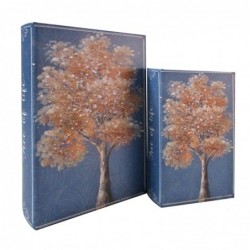 ORIGEN Home Decor Boîte à Livres Arbre 2U Rectangulaire Bleu - 27x18x7cm