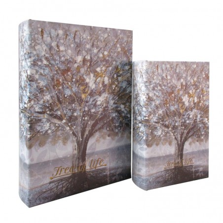 ORIGEN Home Decor Tree Book Box 2U - Boîtes à livres rectangulaires grises 27x18x7cm