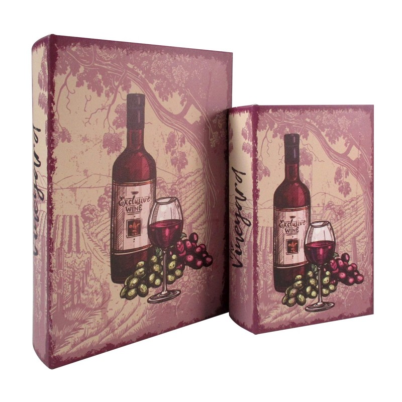 ORIGEN Home Decor Boîte à Livres Raisin et Vin 2U Rectangulaire Marron - 27x18x7cm