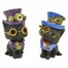 ORIGIN Home Decor Chat Noir 2U Figurine Chat Bleu Fantaisie - 11x5x6cm