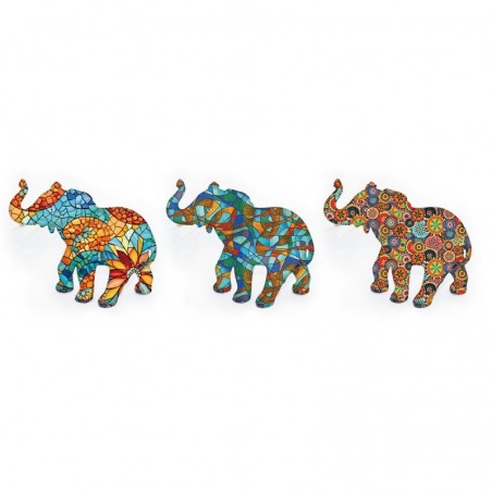 ORIGEN Home Decor Éléphant 3U Animaux Figurine d'Éléphant Marron - 11x12x7cm