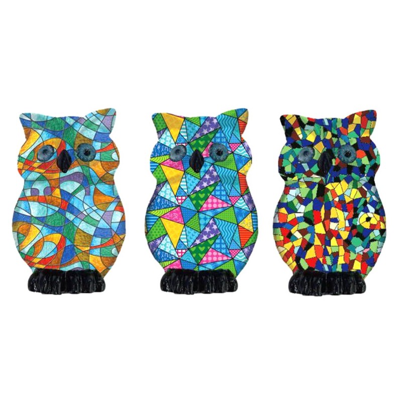 ORIGEN Home Decor Owl 3U Hiboux Verts - Figurine Hibou 5x4x4cm Résine de Haute Qualité