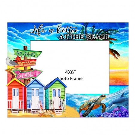 ORIGEN Home Decor Cadre Photo Rectangulaire Bleu Plage - Cadres 18x23x2cm pour la Décoration de la Maison