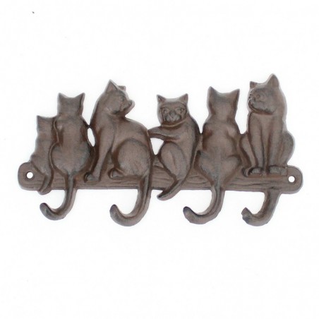 ORIGEN Home Decor Cintre Chat 4 Boutons Porte-Manteaux en Fonte Grise 13x23x3cm