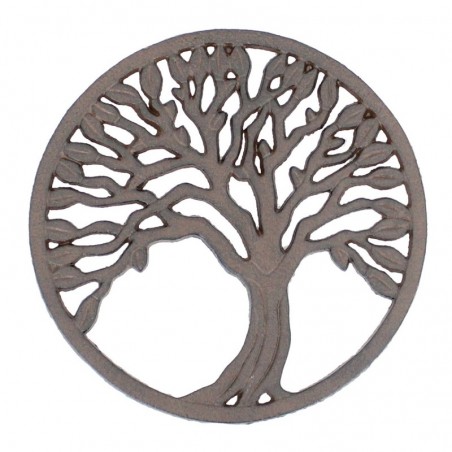 ORIGEN Home Decor Dessous de Plat Rond Gris Arbre de Vie 22x22x2cm pour Cuisine - Produit de Haute Qualité et Design Exclusif