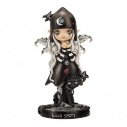 ORIGIN Home Decor Fée Étoiles Noires Fantaisie | Figurine Fée Grise - 18x10x8cm