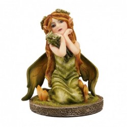 ORIGIN Home Decor Fée assise Fantasy | Figurine Fée Verte - 9x7x7cm