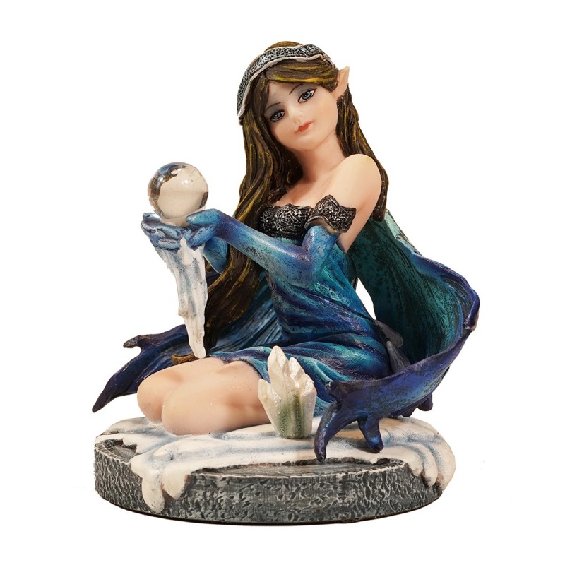 ORIGIN Home Decor Fée assise Fantasy | Figurine Fée Bleue - 9x9x7cm