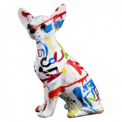 ORIGEN Home Decor Chien Chihuahua Blanc - Figurine de Chien en Résine 25x19x12cm