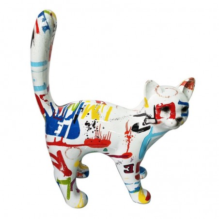 ORIGINE Home Decor Chat Animaux | Figurine Chat Blanc - 30x25x12cm