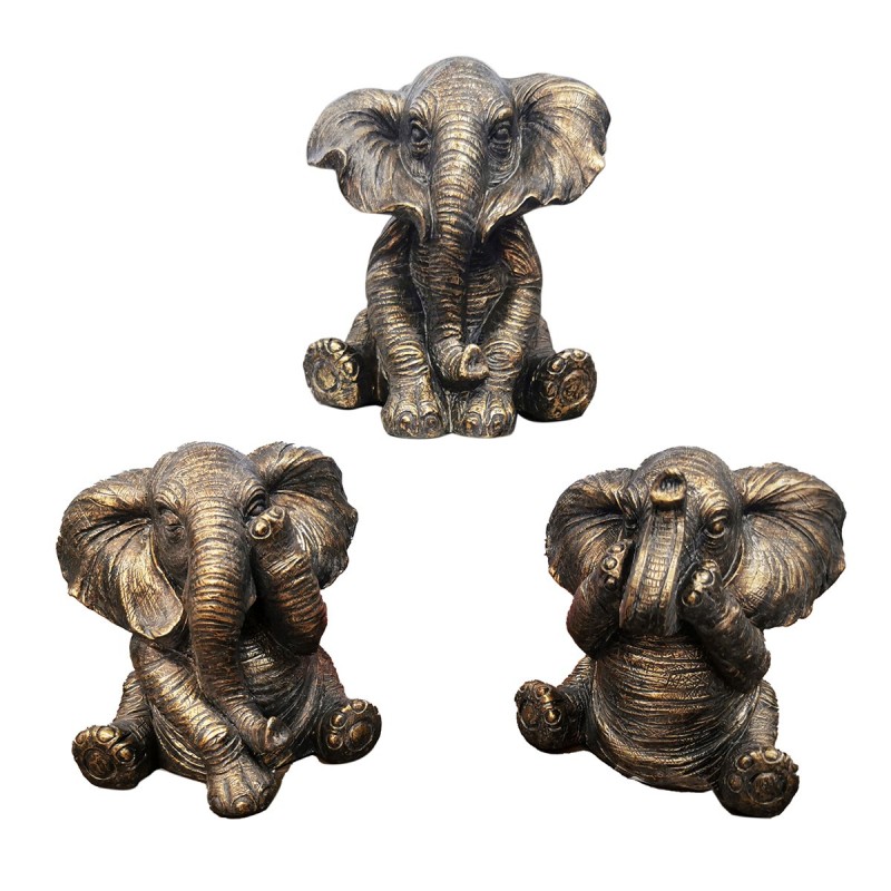 ORIGEN Home Decor Éléphants 3U Figurine d'éléphant gris d'Afrique et d'éléphants 15x14x13cm