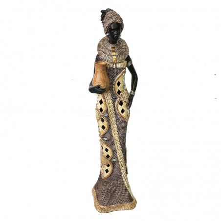 ORIGEN Home Decor Africains et Éléphants Beige 36x10x9cm Figurine Décorative en Résine de Haute Qualité