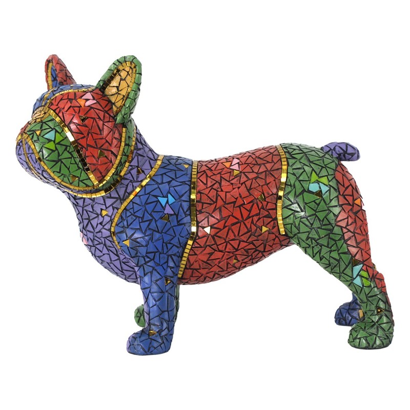 ORIGIN Home Decor Chien Bouledogue Animaux Figurine de Chien Bleu - 27x34x15cm