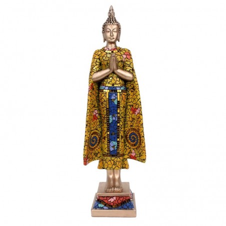 ORIGEN Home Decor Bouddha Bouddhas Orange Bouddha Figure - 43x13x9cm Résine de haute qualité