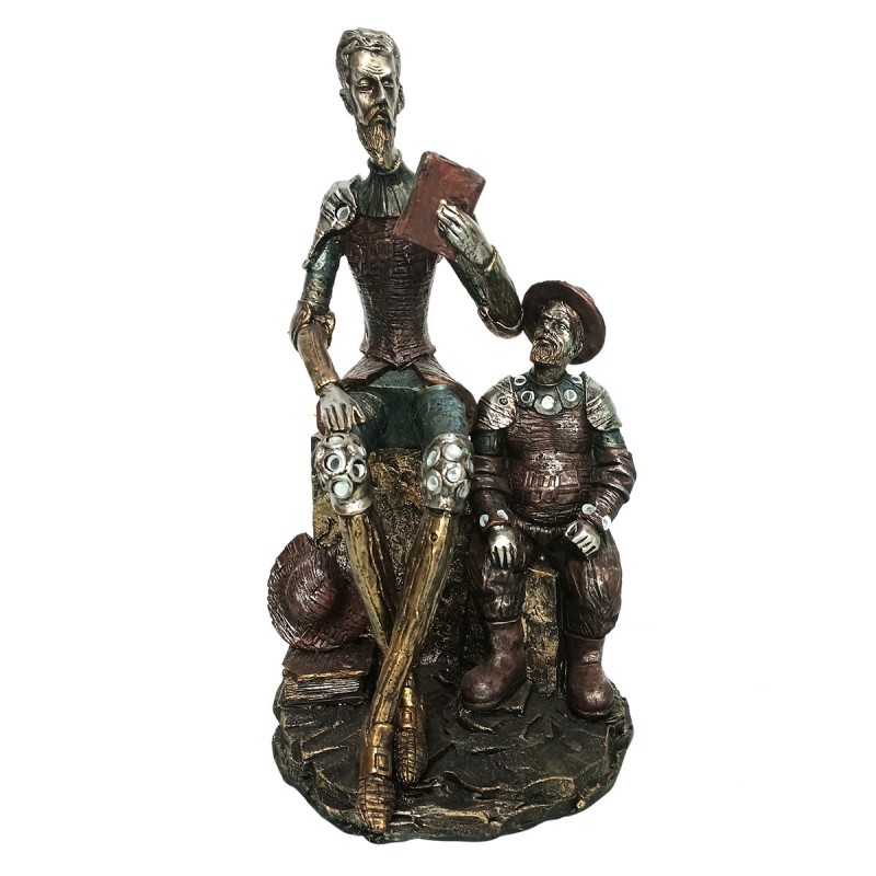 ORIGIN Home Decor Don Quichotte et Sancho Panza Figurine en Bronze - 31x18x17cm