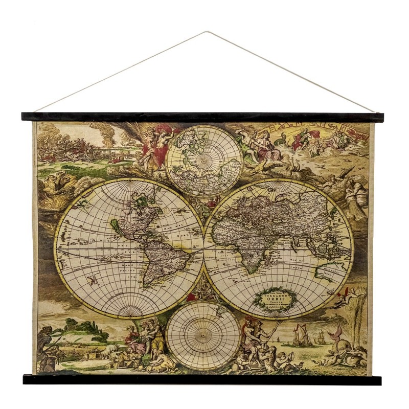 ORIGEN Home Decor Toile enroulable Carte du Monde Photos Beige Rectangulaire - 75x100x2cm