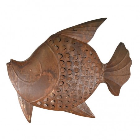 ORIGEN Home Decor Figurine Poisson Marron 41x50x15cm - Décoration Marin en Métal pour la Maison