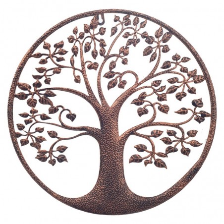 ORIGEN  ornement d'arbre de vie rond en métal gris, décoration d'intérieur, 40x40x1cm