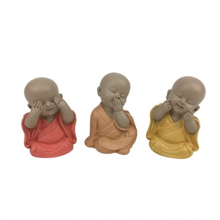 ORIGIN Home Decor Le moine ne voit pas, n'entend pas, parle 3U, figurine décorative en résine de bouddhas multicolores 5x4x3cm