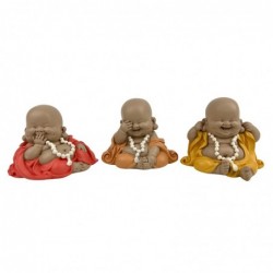 ORIGIN Home Decor Figurine de Bouddha Marron 3U Bouddhas Don't See-Hear-Talk - 8x10x8cm