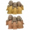 ORIGIN Home Decor Moines Voir Pas Entendre Parler 2U Bouddhas | Figurine Bouddha Orange - 12x15x6cm