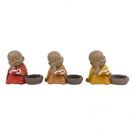 ORIGEN Home Decor Moine 3U Bouddhas - Figurine Bouddha Marron 10x12x7cm pour la Décoration de la Maison