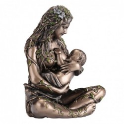 ORIGIN Home Decor Gaia Terre Mère avec Bébé Bronze Gris Déesse Figure 11x10x6cm