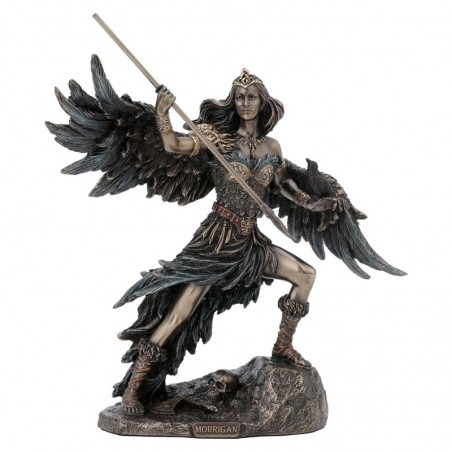 ORIGIN Home Decor Morrigan Reine Celtique Bronze Figure Déesse Gris 22x22x11cm