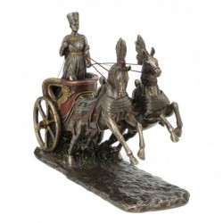 ORIGIN Home Decor Néfertiti dans Chariot Reine Bronze Vert Déesse Figure 19x30x9cm