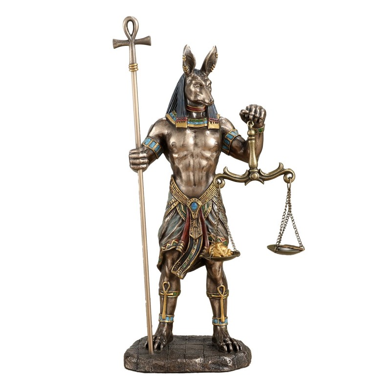 ORIGIN Home Decor Anubis tenant une balance en bronze | Figurine Déesse Verte - 27x15x11cm